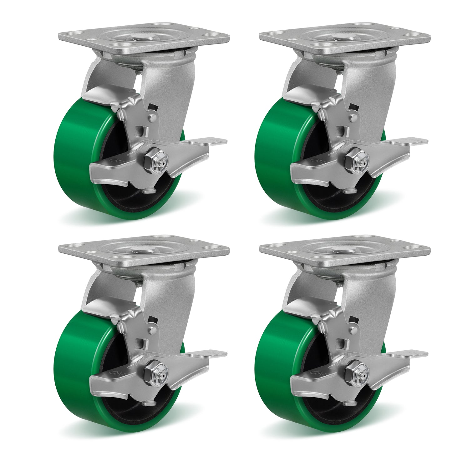 Polyurethane Wheel Swivel Casters,Rigid, Break, Industrial Load Capacity 4800lbs