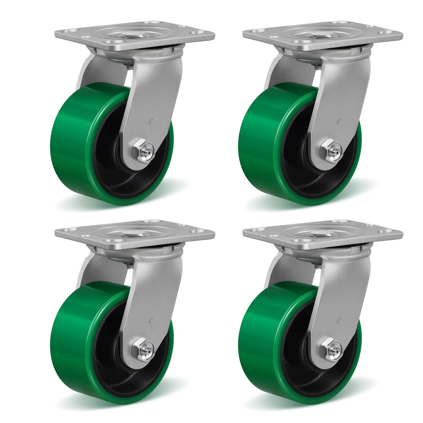 Polyurethane Wheel Swivel Casters,Rigid, Break, Industrial Load Capacity 4800lbs