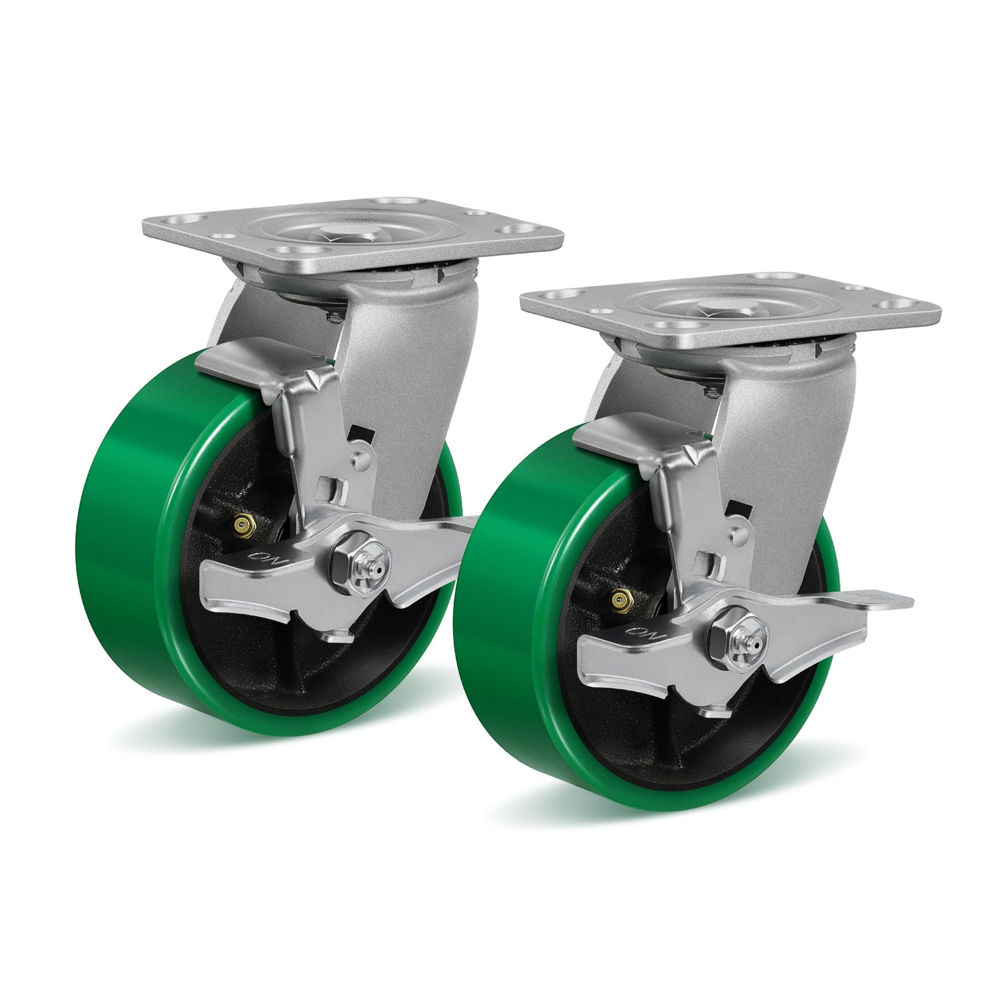 Polyurethane Wheel Swivel Casters,Rigid, Break, Industrial Load Capacity 4800lbs