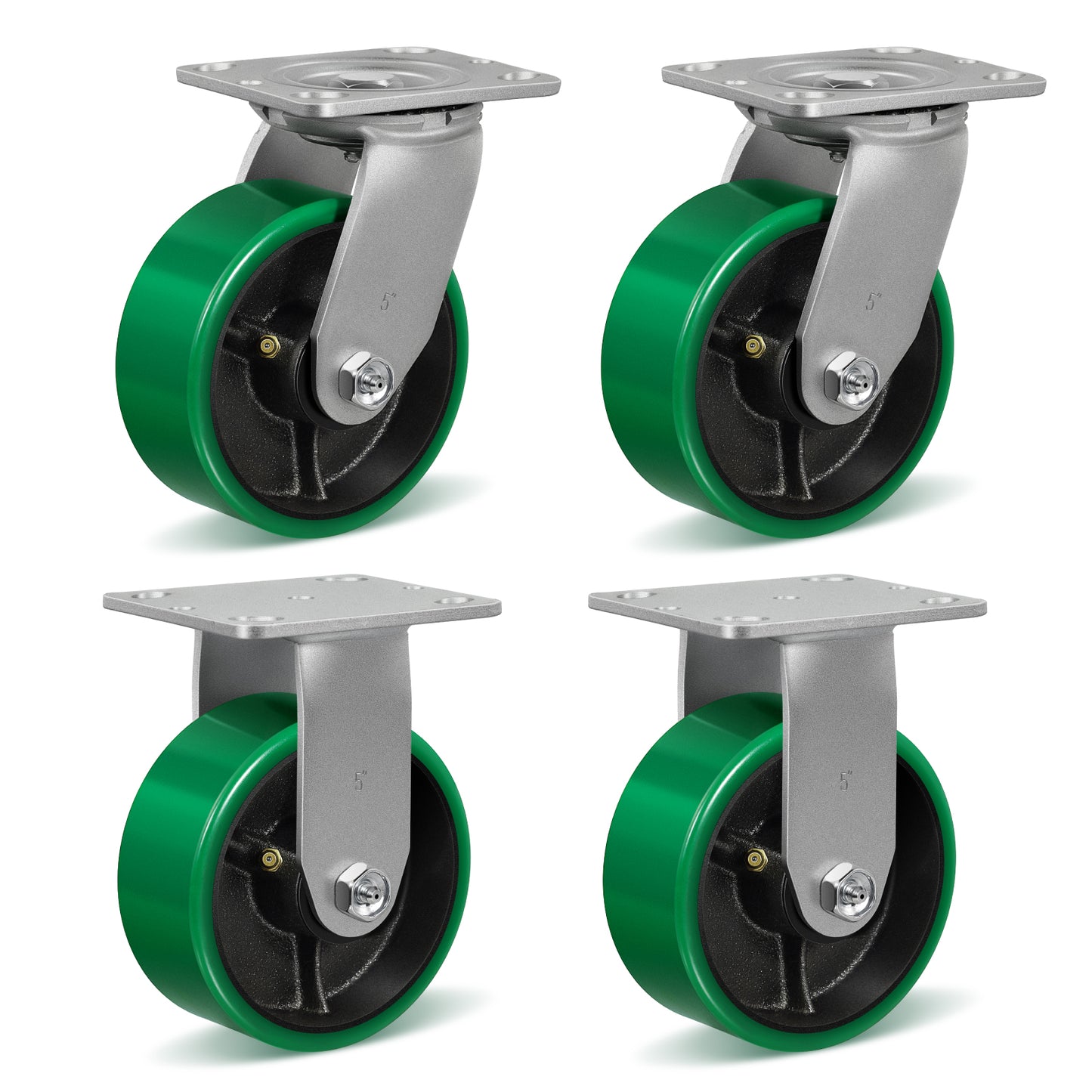 Polyurethane Wheel Swivel Casters,Rigid, Break, Industrial Load Capacity 4800lbs