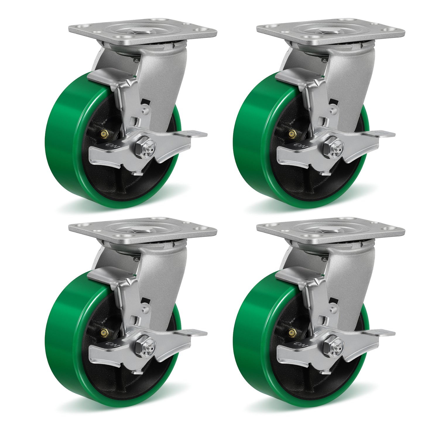 Polyurethane Wheel Swivel Casters,Rigid, Break, Industrial Load Capacity 4800lbs