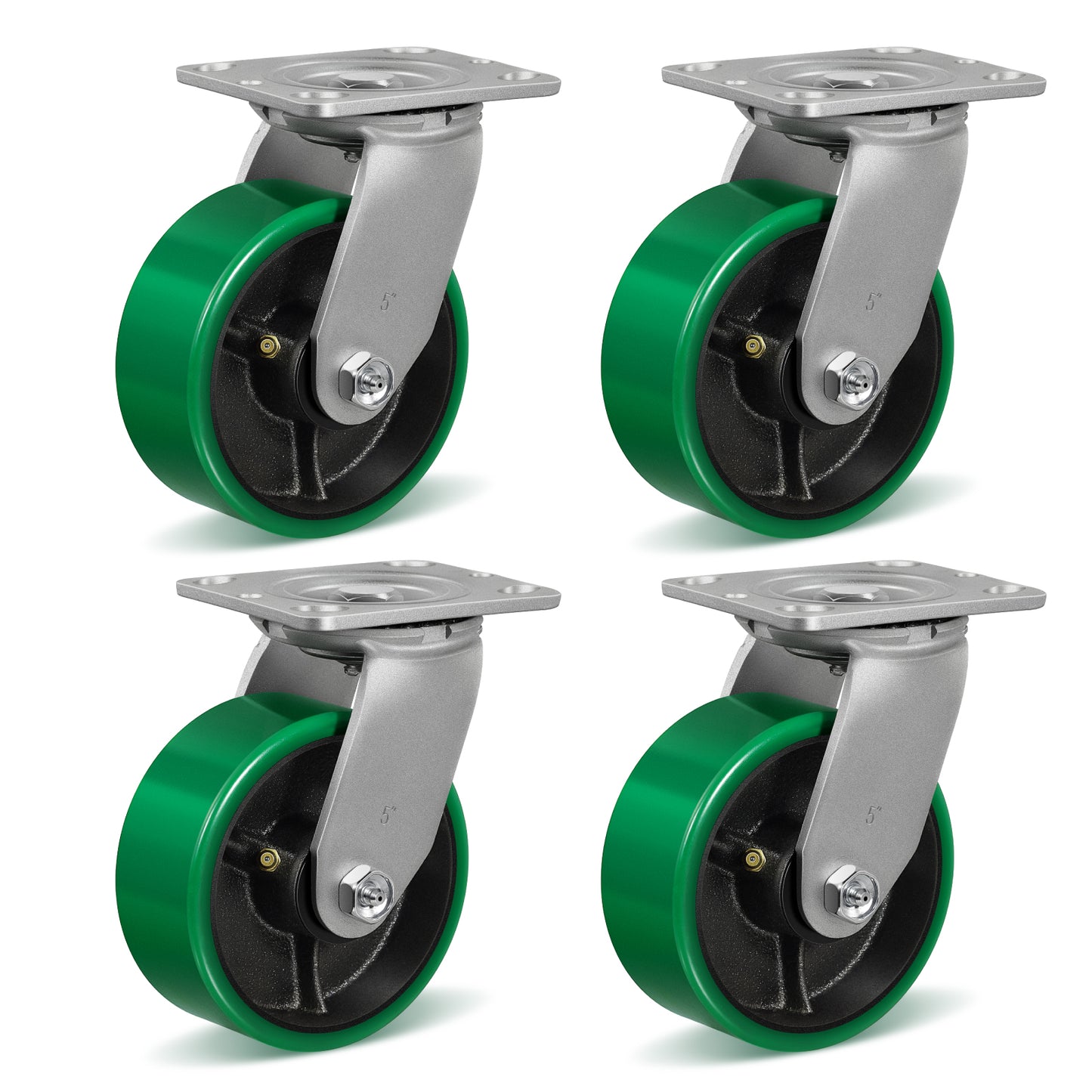 Polyurethane Wheel Swivel Casters,Rigid, Break, Industrial Load Capacity 4800lbs