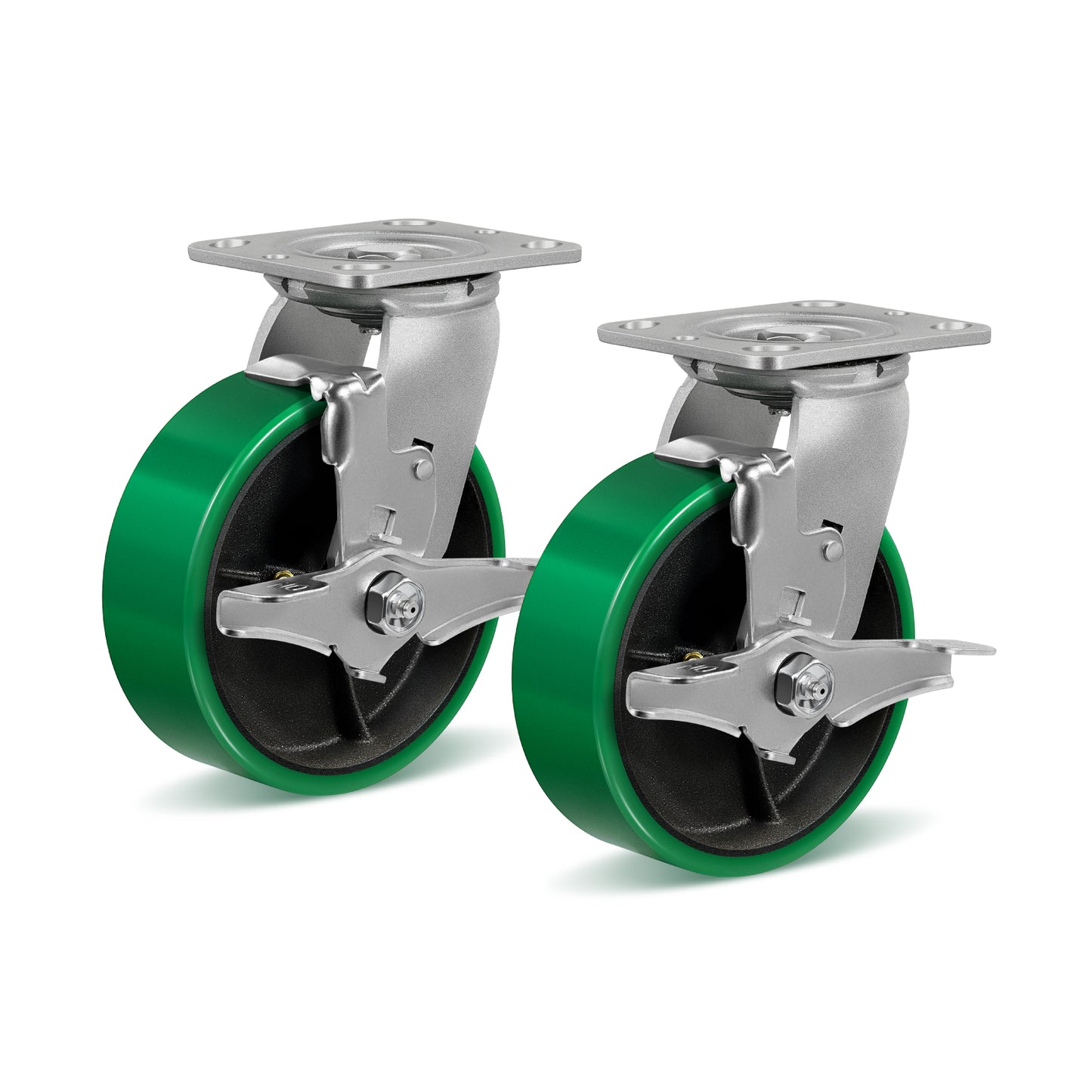 Polyurethane Wheel Swivel Casters,Rigid, Break, Industrial Load Capacity 4800lbs