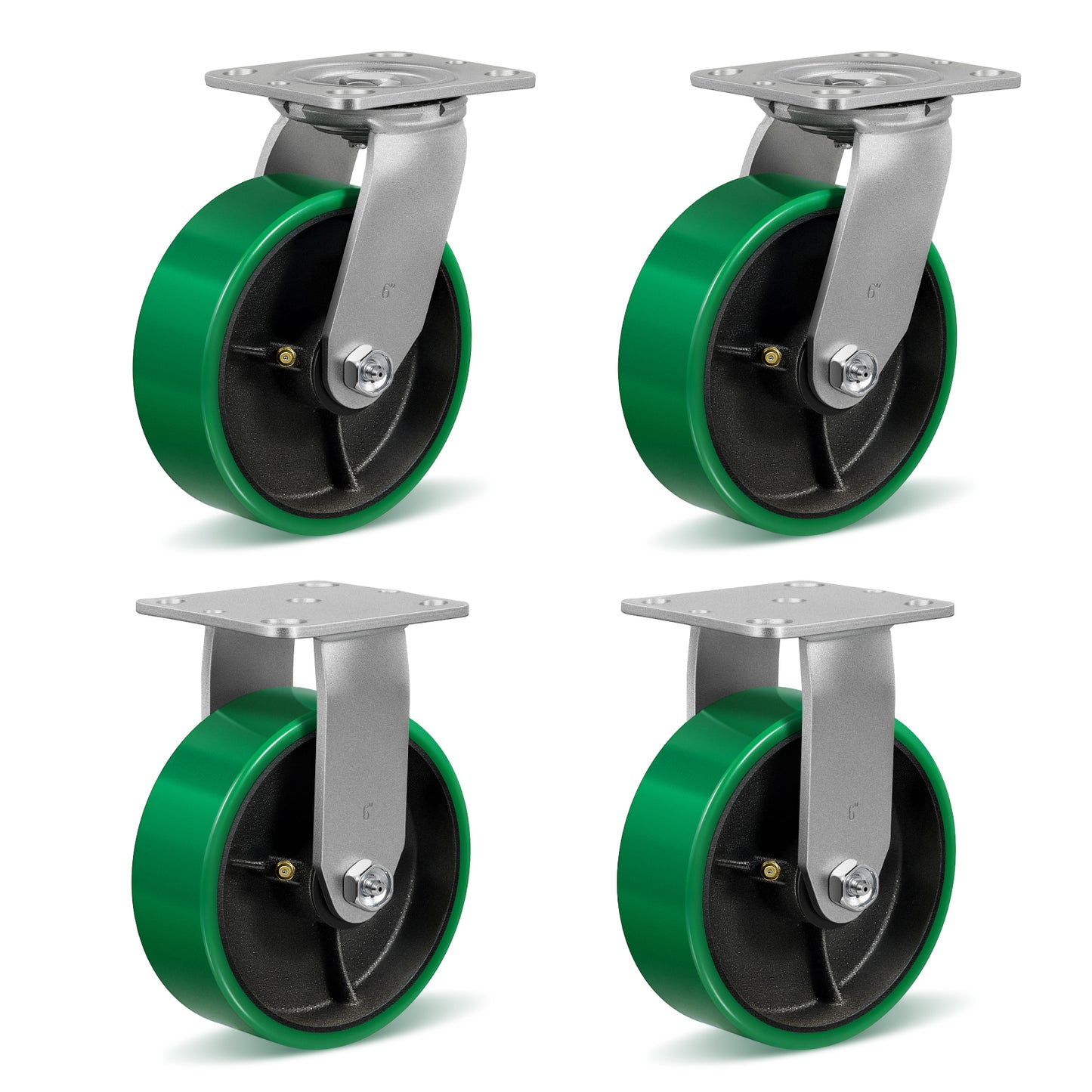 Polyurethane Wheel Swivel Casters,Rigid, Break, Industrial Load Capacity 4800lbs