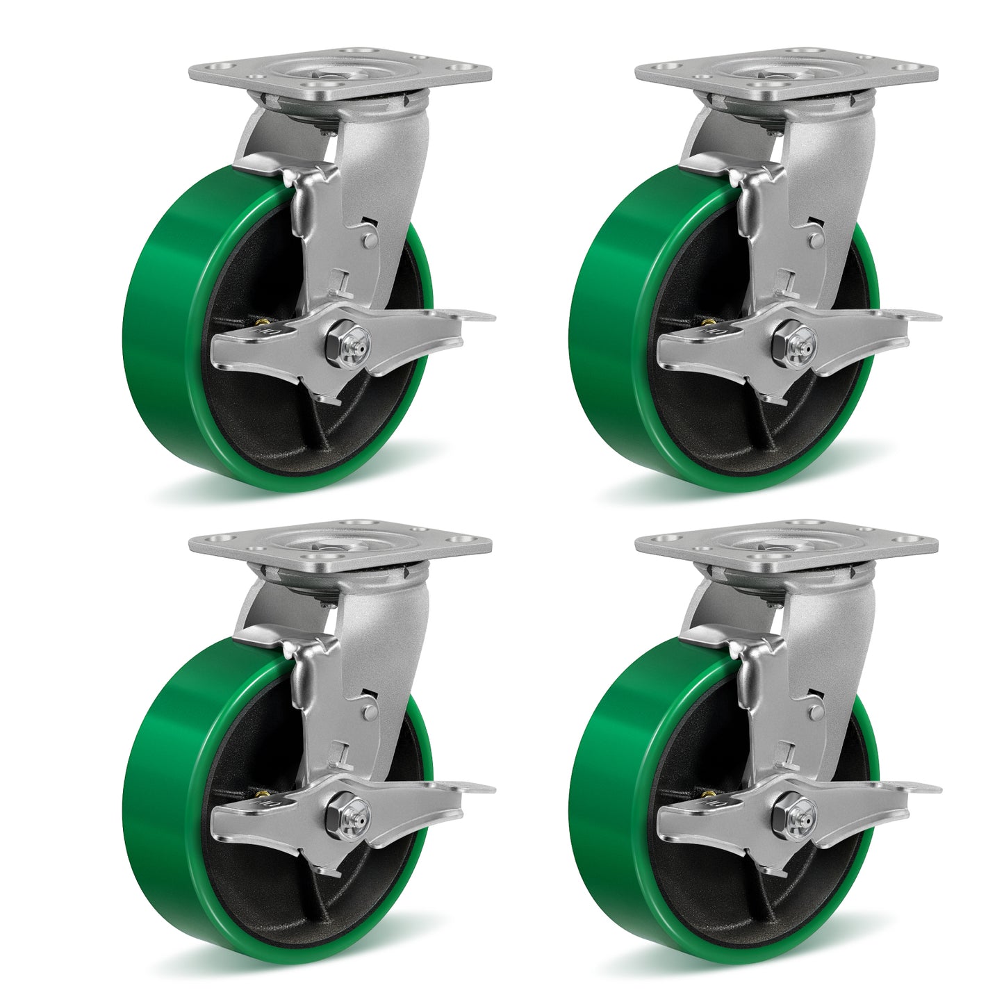 Polyurethane Wheel Swivel Casters,Rigid, Break, Industrial Load Capacity 4800lbs
