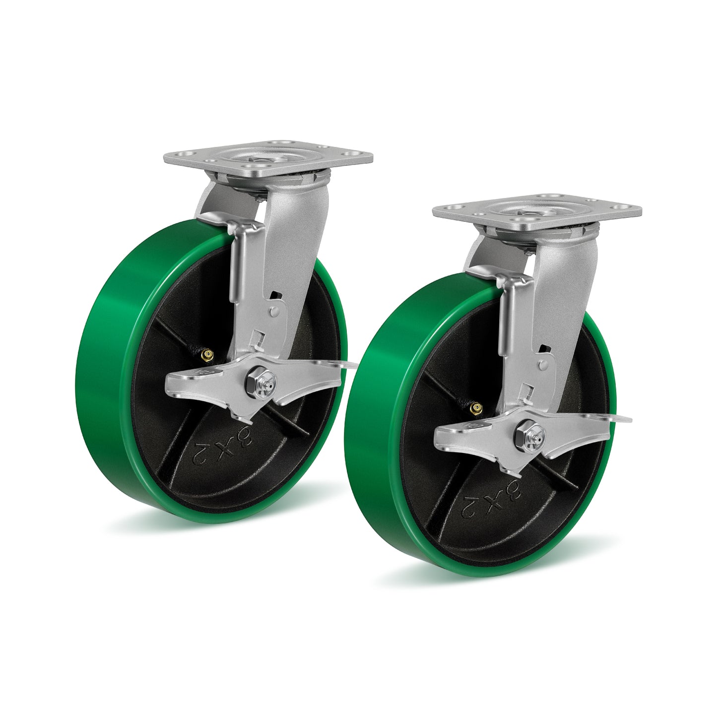 Polyurethane Wheel Swivel Casters,Rigid, Break, Industrial Load Capacity 4800lbs