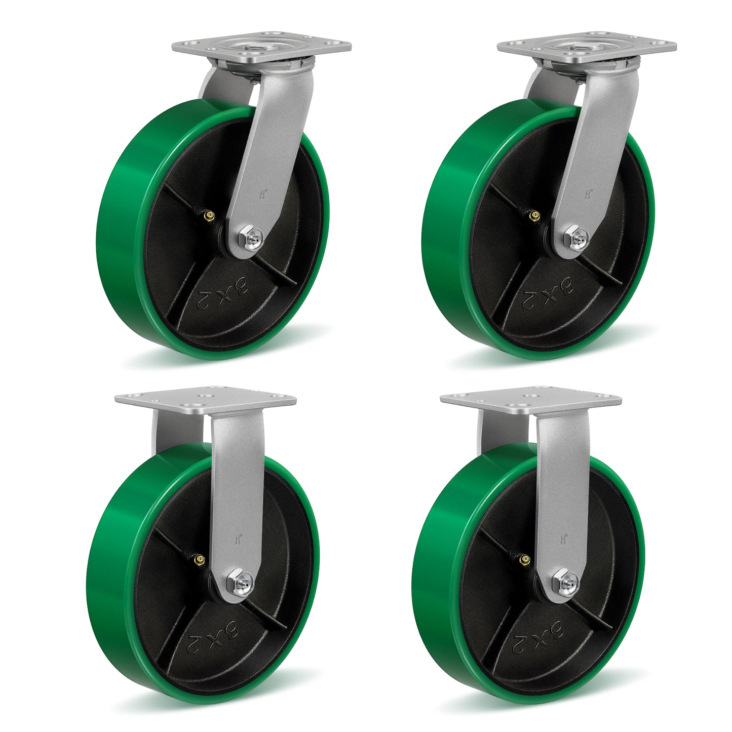 Polyurethane Wheel Swivel Casters,Rigid, Break, Industrial Load Capacity 4800lbs