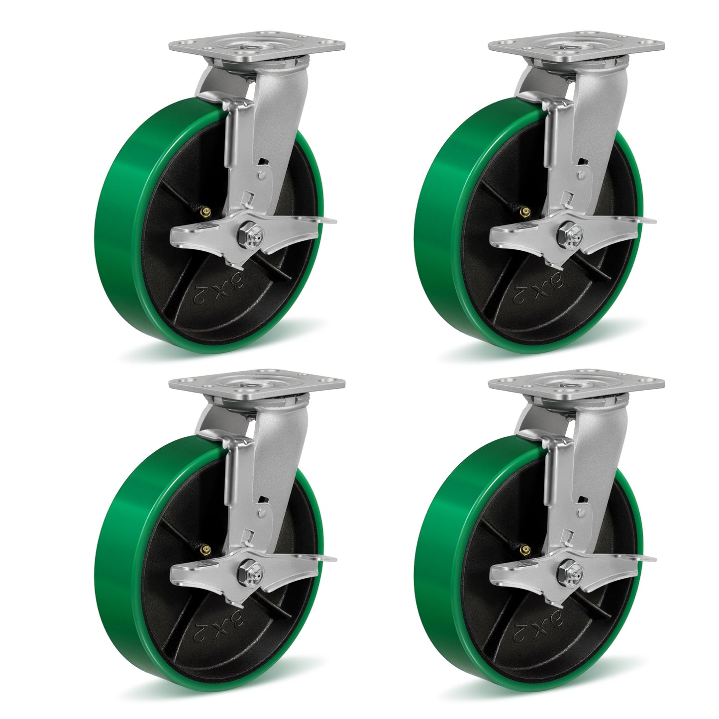 Polyurethane Wheel Swivel Casters,Rigid, Break, Industrial Load Capacity 4800lbs