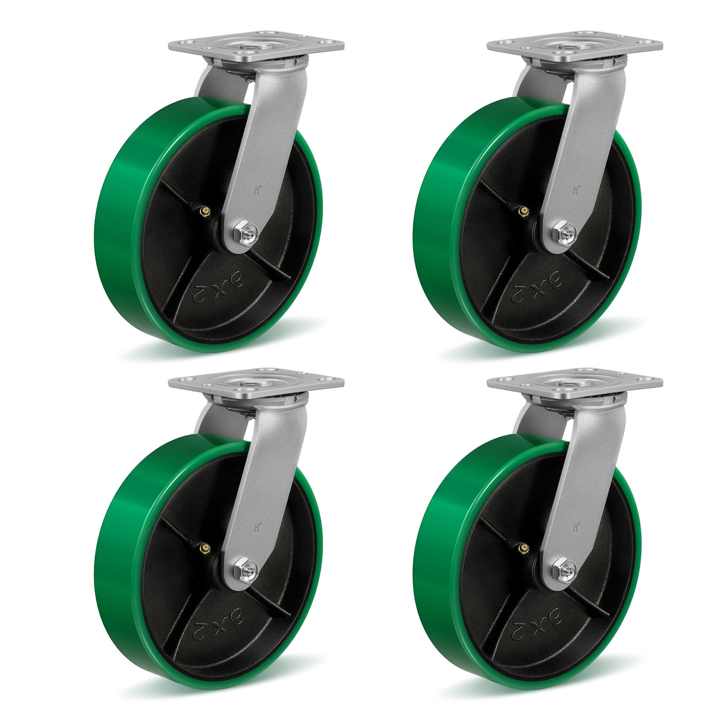 Polyurethane Wheel Swivel Casters,Rigid, Break, Industrial Load Capacity 4800lbs