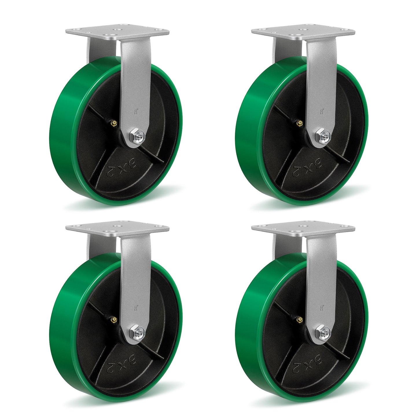 Polyurethane Wheel Swivel Casters,Rigid, Break, Industrial Load Capacity 4800lbs