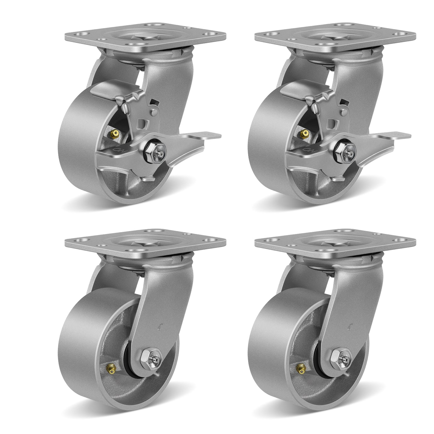 Heavy Duty,Cast Iron Wheel,Steel Casters Capacity up to 1000 Lb. Use for Platform Truck, U-Boat Cart,Workbenches