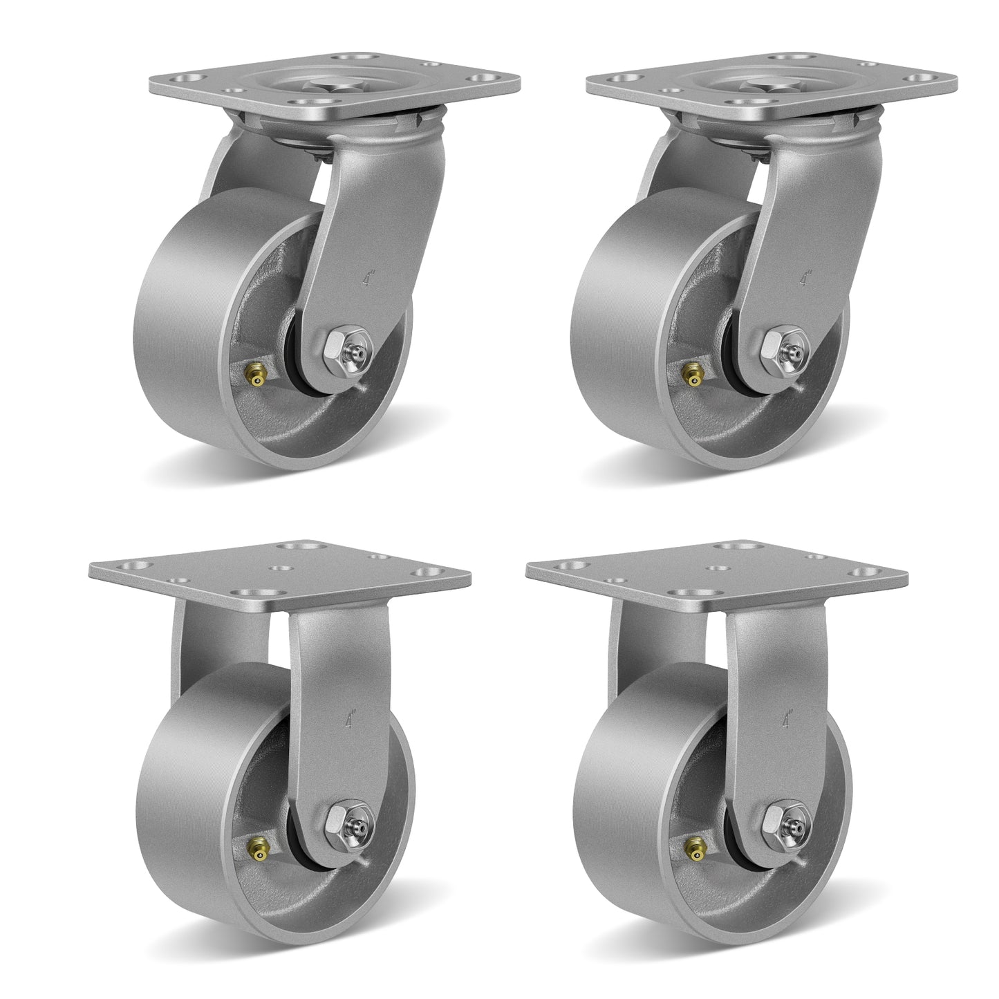 Heavy Duty,Cast Iron Wheel,Steel Casters Capacity up to 1000 Lb. Use for Platform Truck, U-Boat Cart,Workbenches