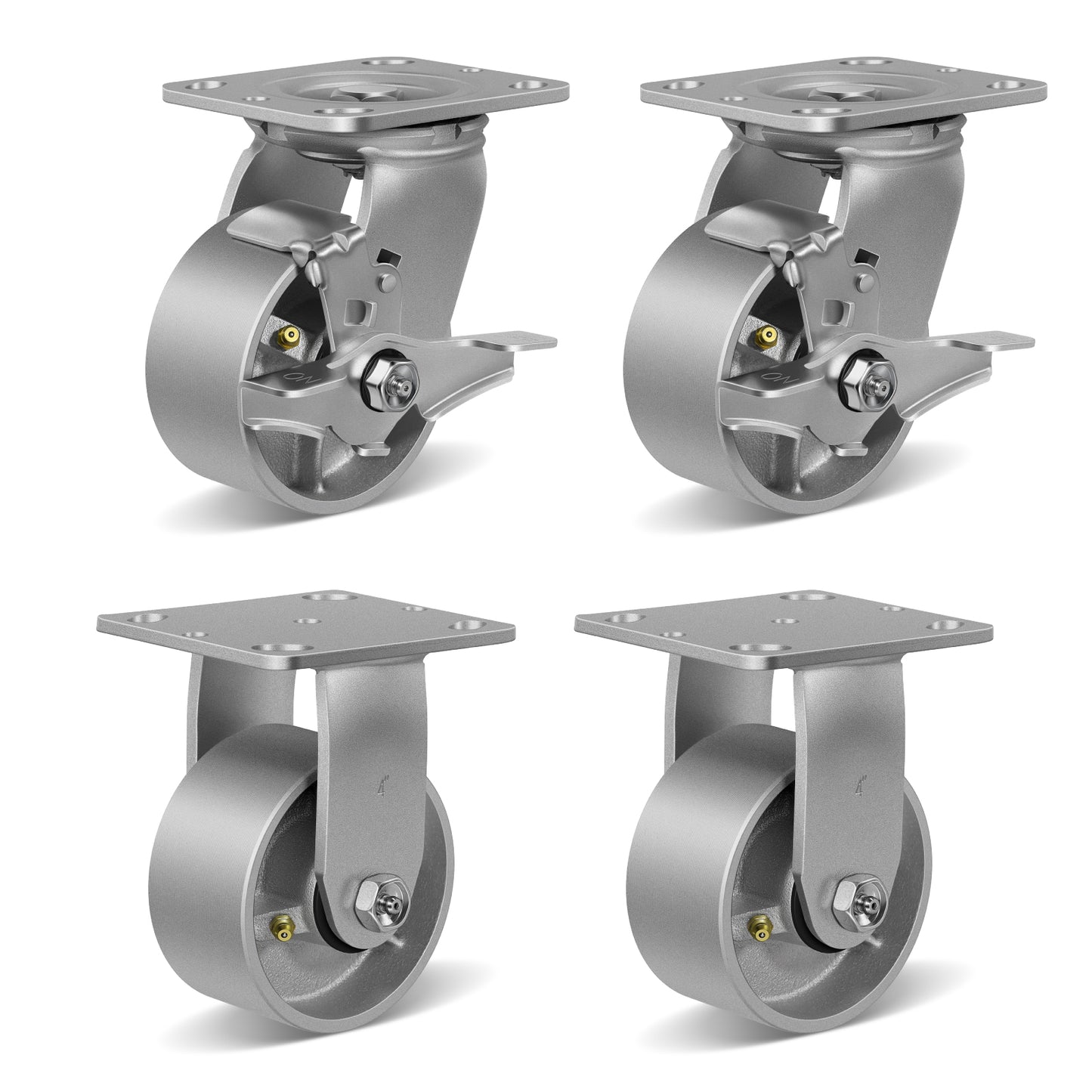 Heavy Duty,Cast Iron Wheel,Steel Casters Capacity up to 1000 Lb. Use for Platform Truck, U-Boat Cart,Workbenches