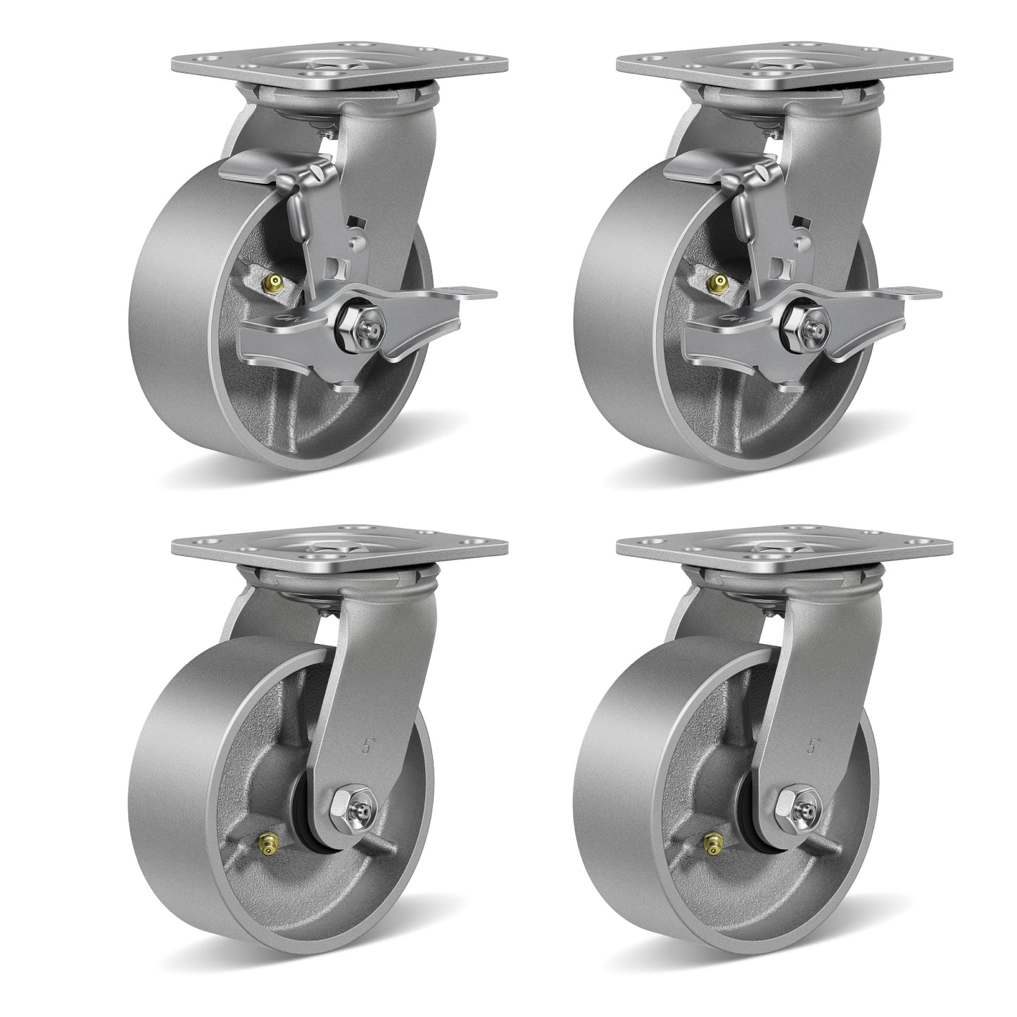 Heavy Duty,Cast Iron Wheel,Steel Casters Capacity up to 1000 Lb. Use for Platform Truck, U-Boat Cart,Workbenches