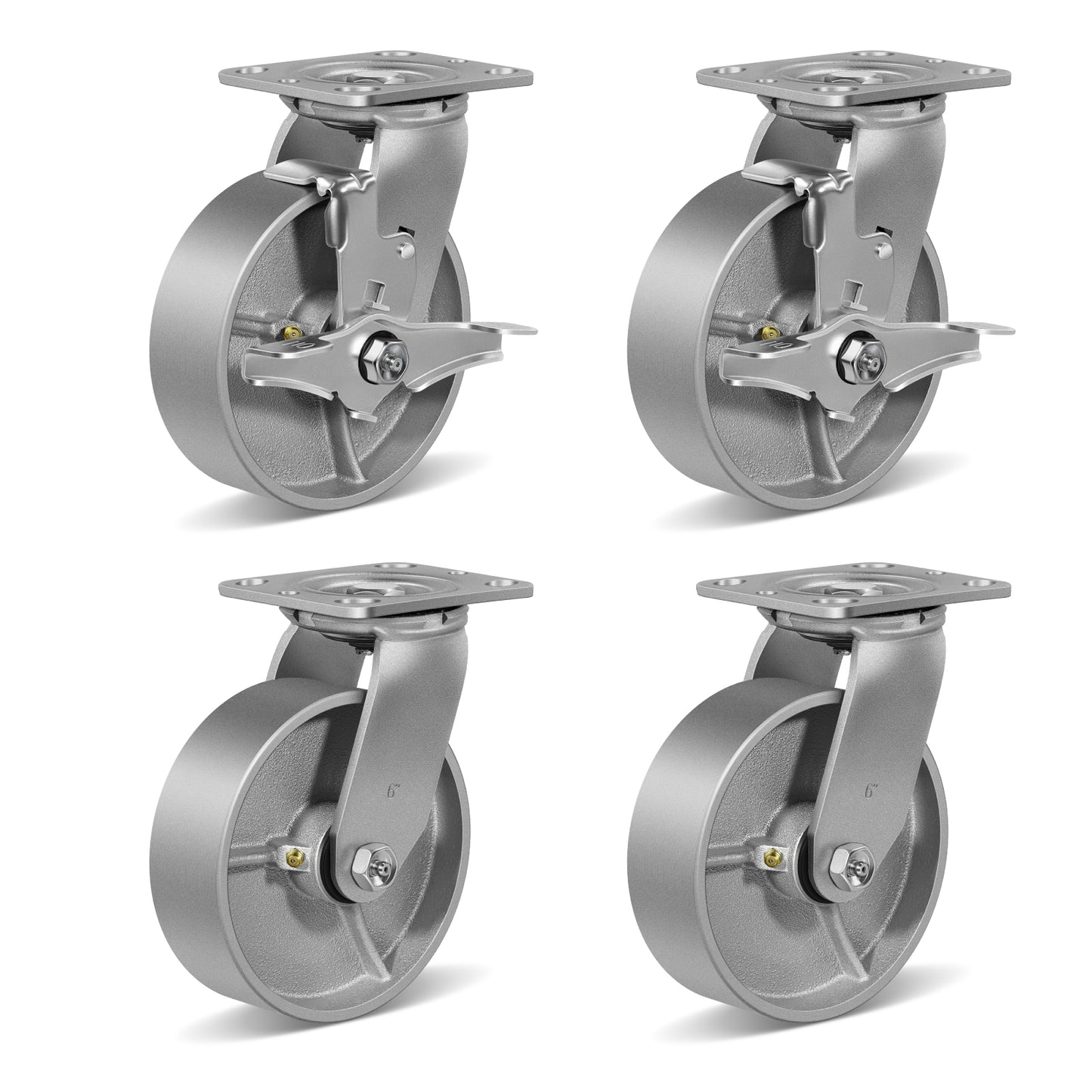 Heavy Duty,Cast Iron Wheel,Steel Casters Capacity up to 1000 Lb. Use for Platform Truck, U-Boat Cart,Workbenches