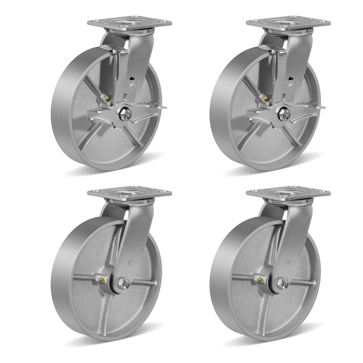 Heavy Duty,Cast Iron Wheel,Steel Casters Capacity up to 1000 Lb. Use for Platform Truck, U-Boat Cart,Workbenches