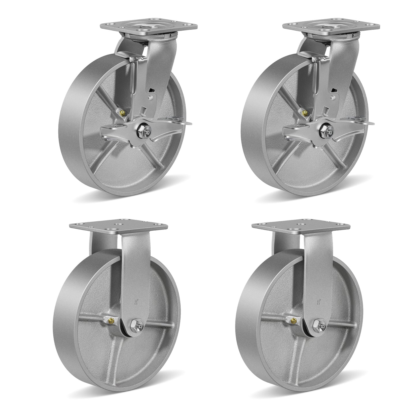 Heavy Duty,Cast Iron Wheel,Steel Casters Capacity up to 1000 Lb. Use for Platform Truck, U-Boat Cart,Workbenches